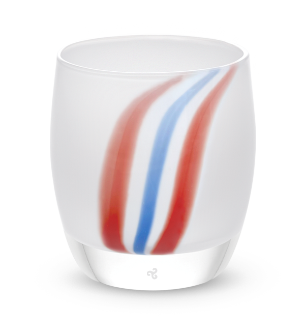 open road | white with red and blue stripes hand-blown glass 