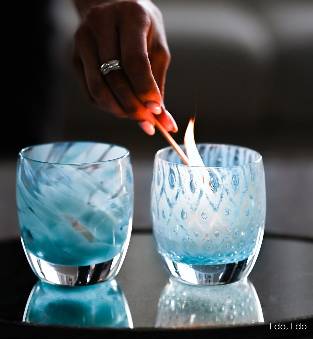 I do, I do set | hand-blow glass candle holder set | glassybaby