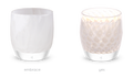 become one, set of 2 white handblown glass votive candle holders, yes and embrace.