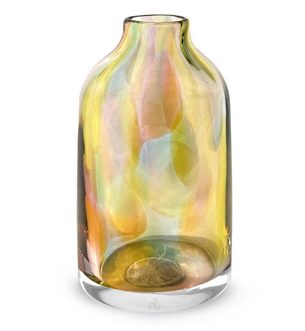 beyond the stars bloomette, a colorful hand-blown glass vase