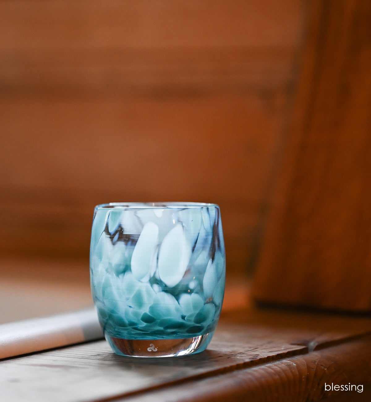 Online Vintage Glassybaby COMPASSION Blue Blown Glass Round Bowl Candle Holder