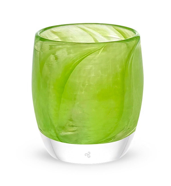 fresh start lime green hand-blown glass candle holder