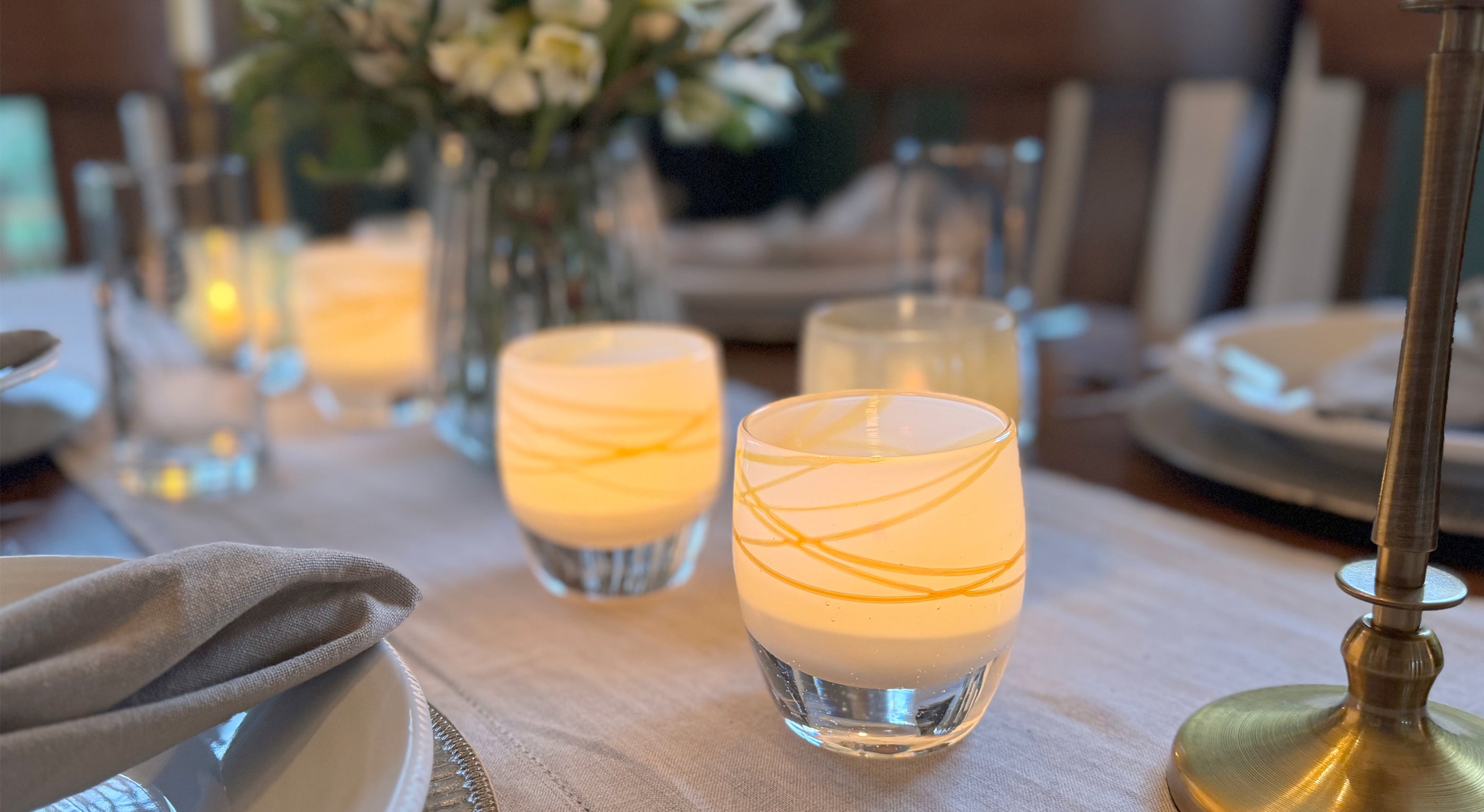 holy night on gray table cloth