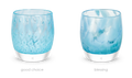 i do, i do is a set of two patterned light blue hand-blown glass candle holders. it includes good choice, a light blue bubble pattern and blessing a mottled blue pattern.