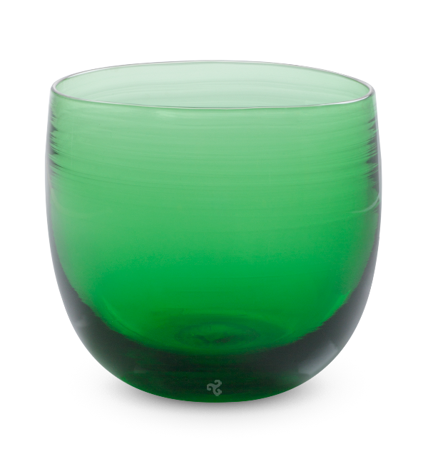 ivy winter, hand-blown translucent green drinking glass