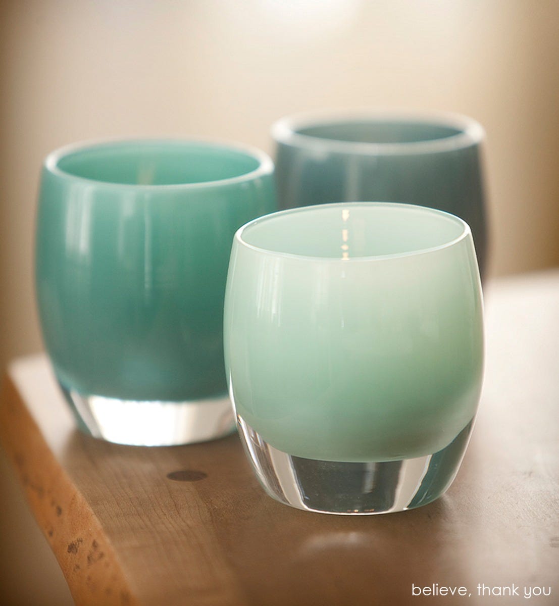 Glassybaby Believe store Votive Candle Holder