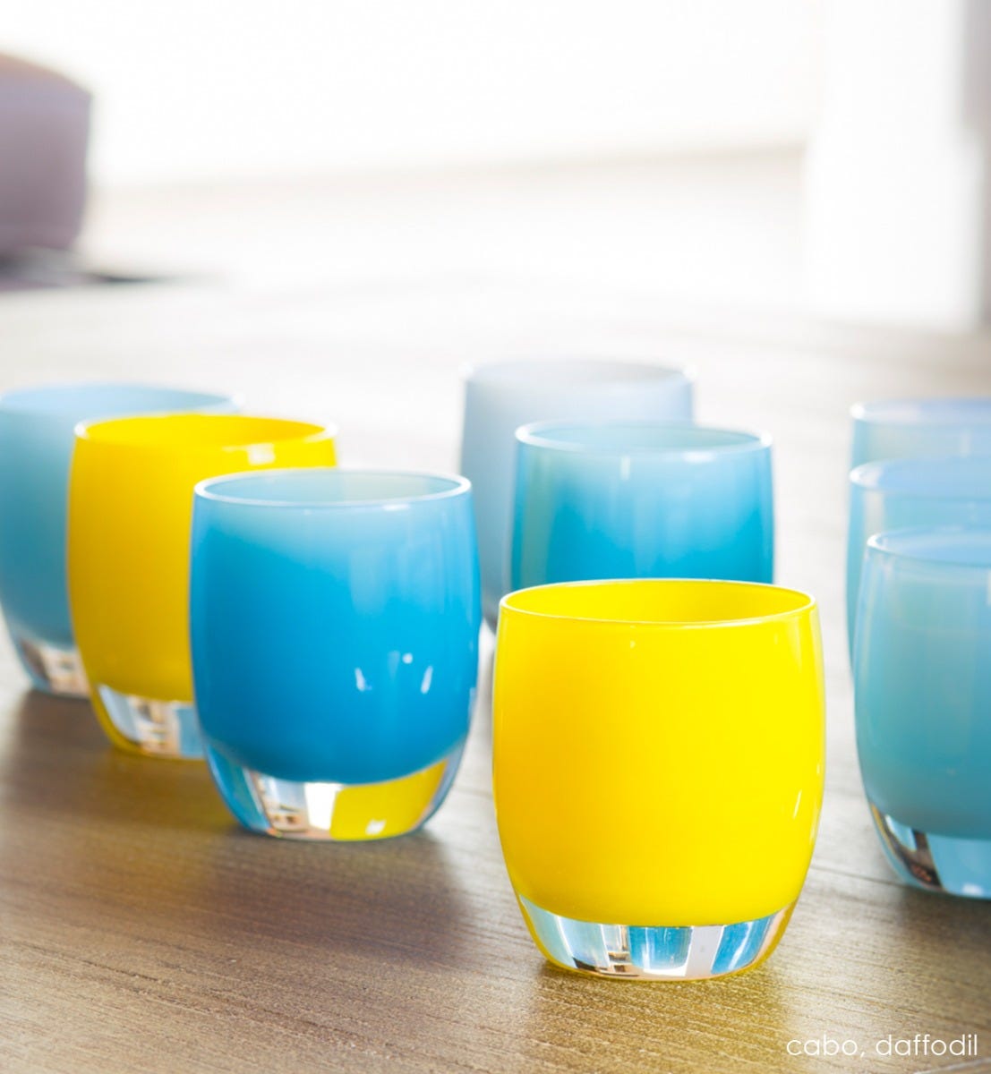 Glassybaby, bright highlighter yellow hand hot blown candle votive holder NWT