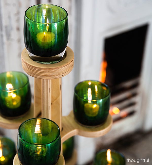 Green glass candle holder - Curiosa Cabinet