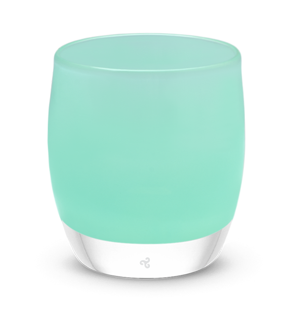 true self, opaque translucent seafoam green, hand-blown glass votive candle holder