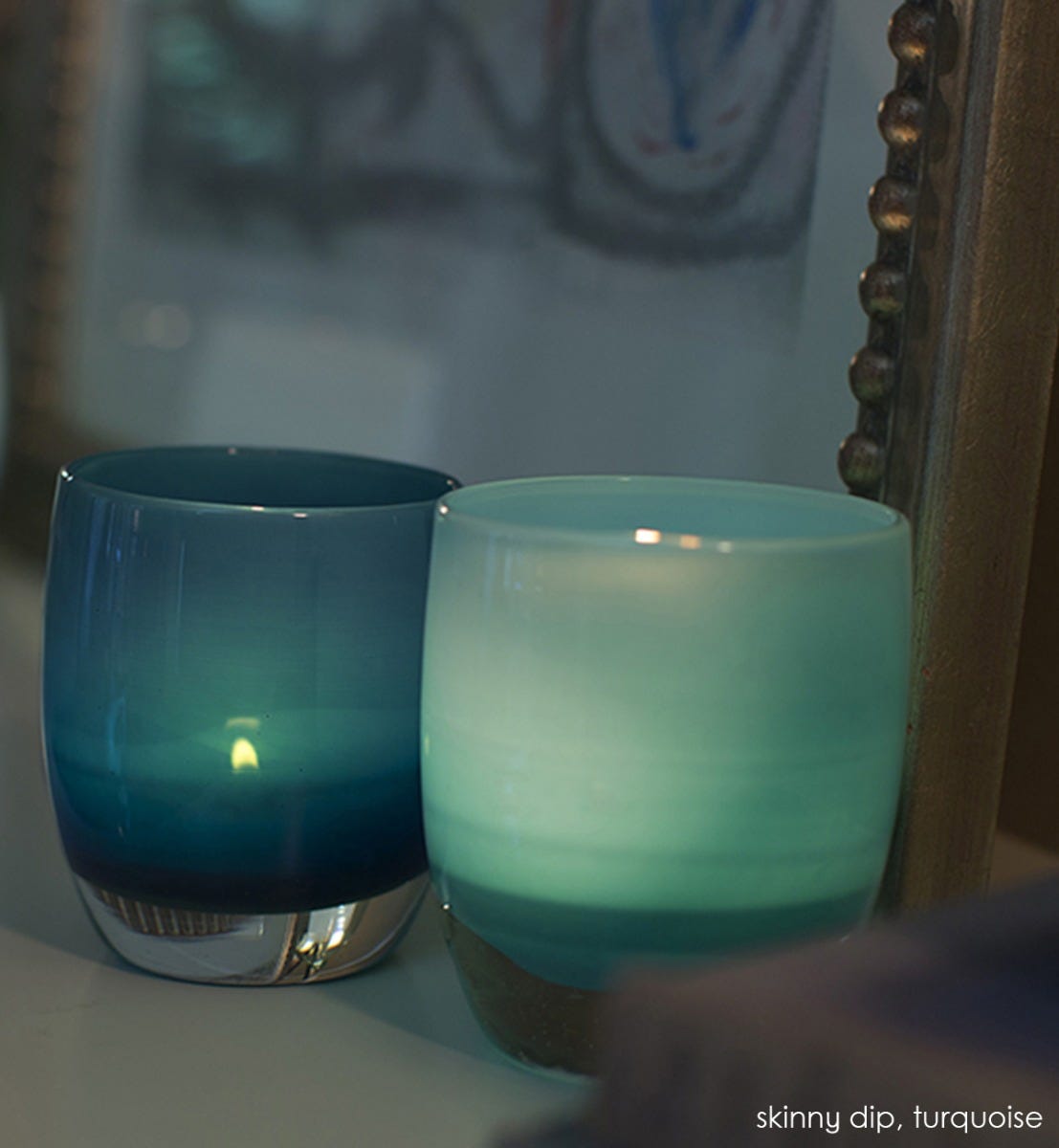 Glassybaby hotsell Iridescent Turquoise Teal